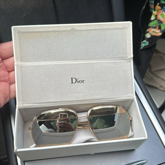 Dior Split Two Tone Metallic Aviator Sunglasses rose gold - Picture 1 of 5